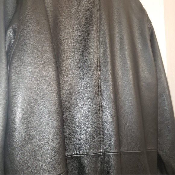 DANIER Black Leather Trench Long Soft Jacket Men's - Picture 12 of 13